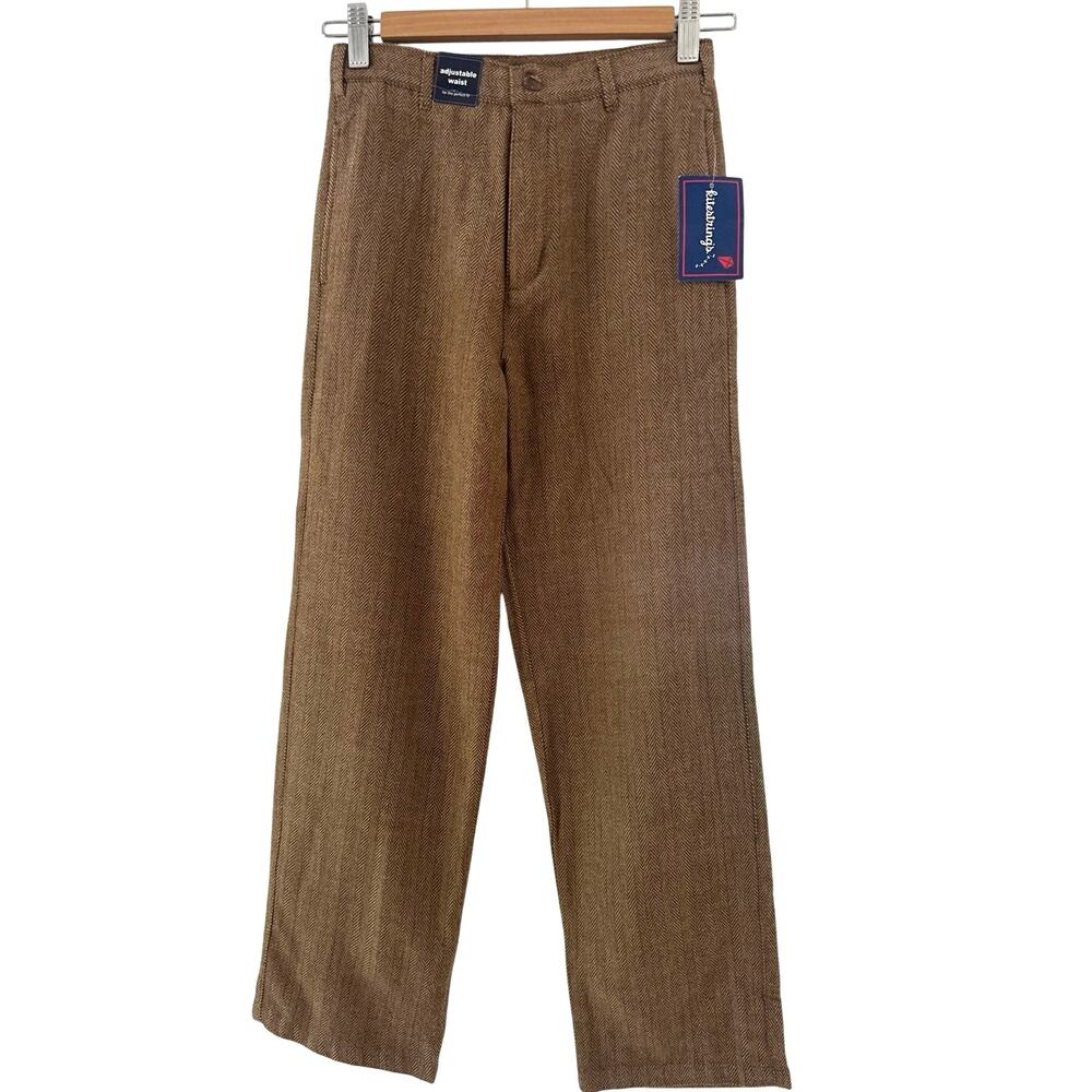 Kids adjustable waist brown dress pants size 12 NWT